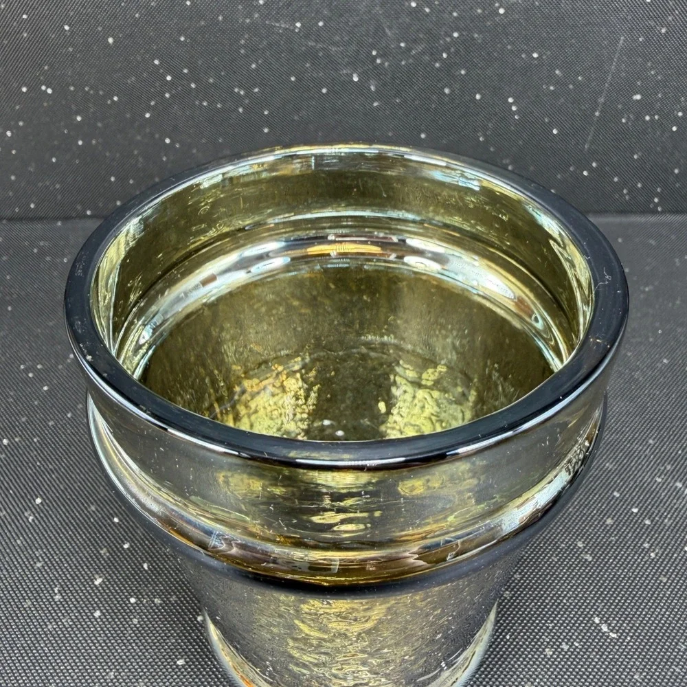 Anthropologie Mercury Glass Votive Candle Holder Gold Silver Metallic 4x4 Pot
